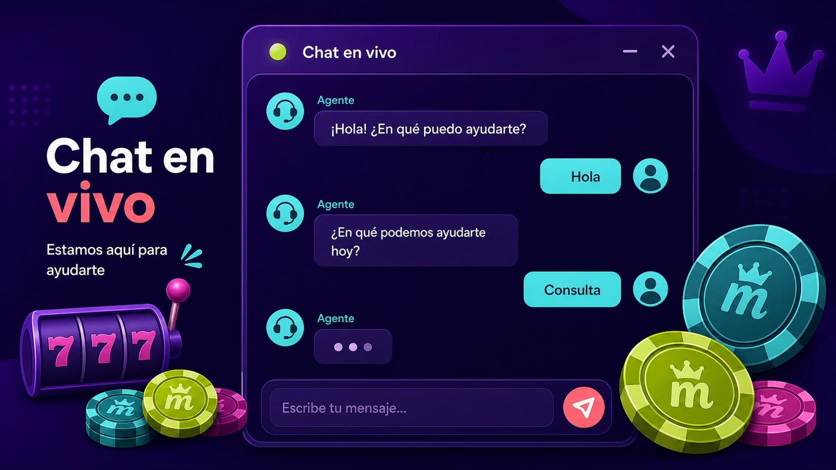 Widget de chat en vivo de Spinmama con conversación de soporte