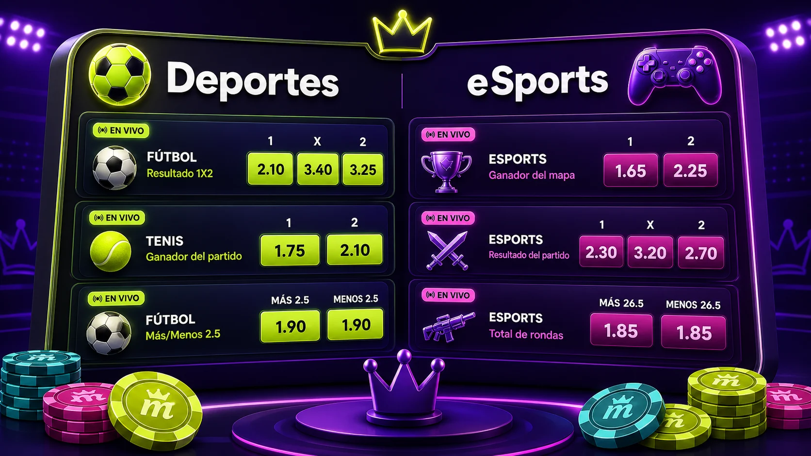 Marcador de apuestas deportivas y eSports dentro de Spinmama