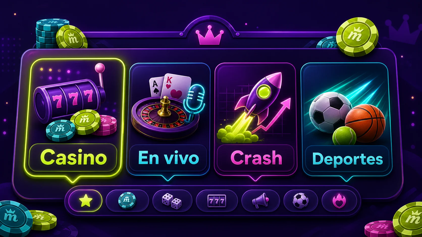 Lobby de juegos de Spinmama con pestañas de casino, en vivo, crash y deportes
