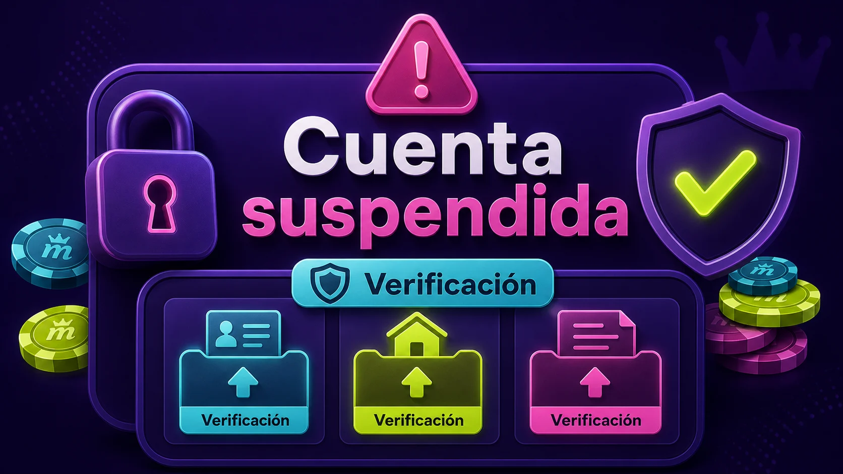 Aviso de cuenta suspendida en Spinmama con petición de verificación documental