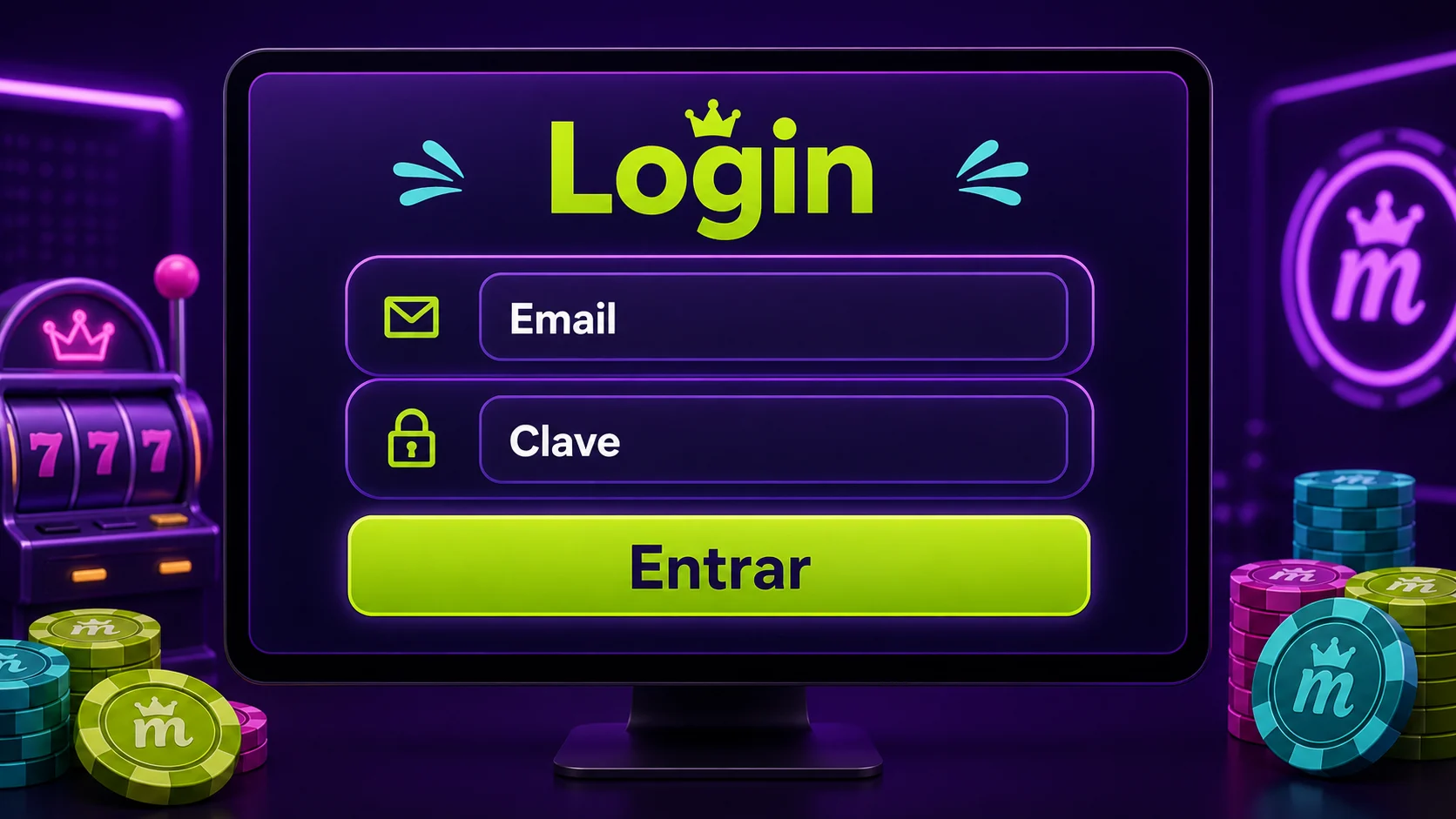 Pantalla de login de Spinmama con campos de email y clave en ordenador