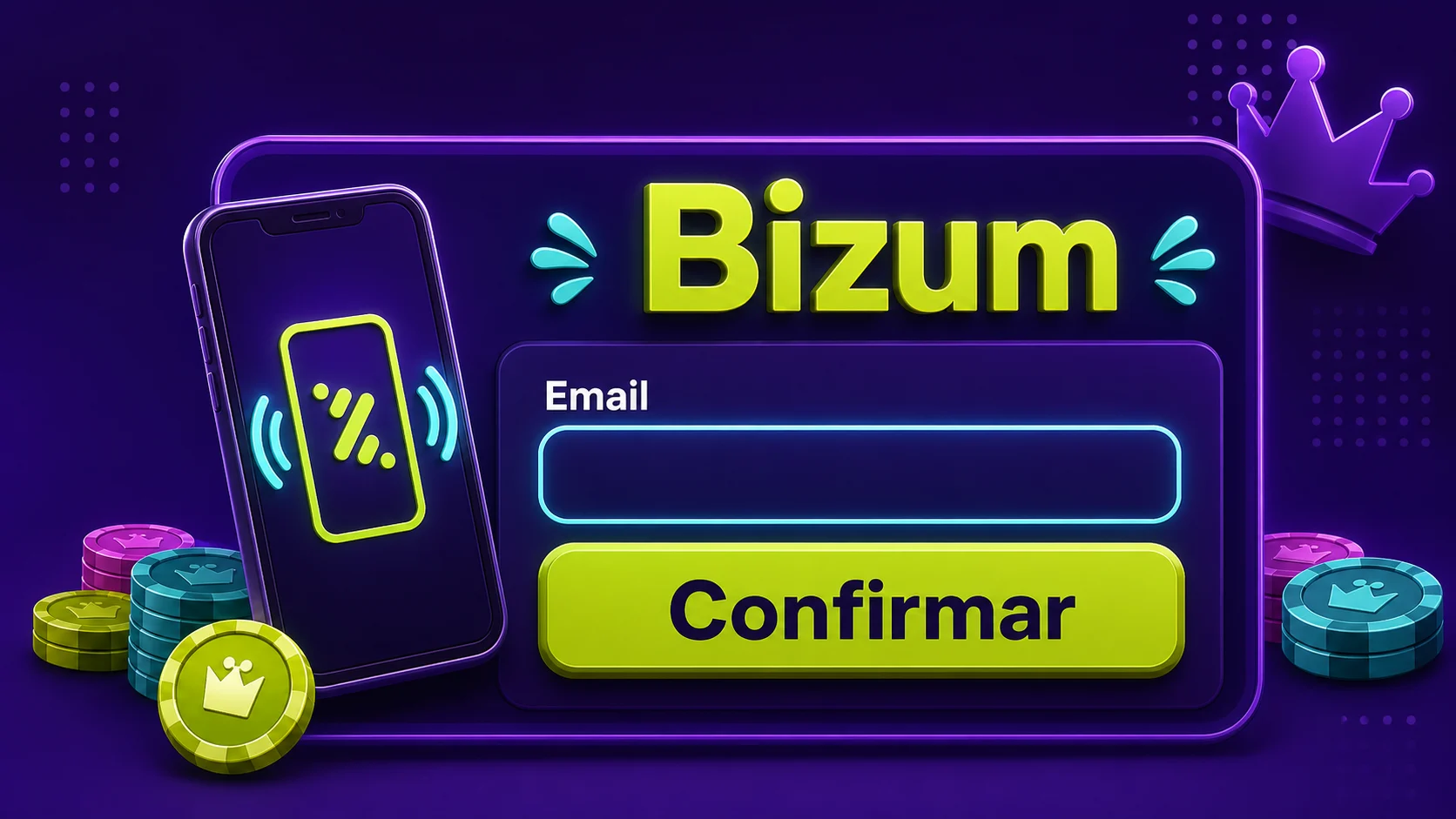Formulario de Bizum en Spinmama con campo de email y botón de confirmar