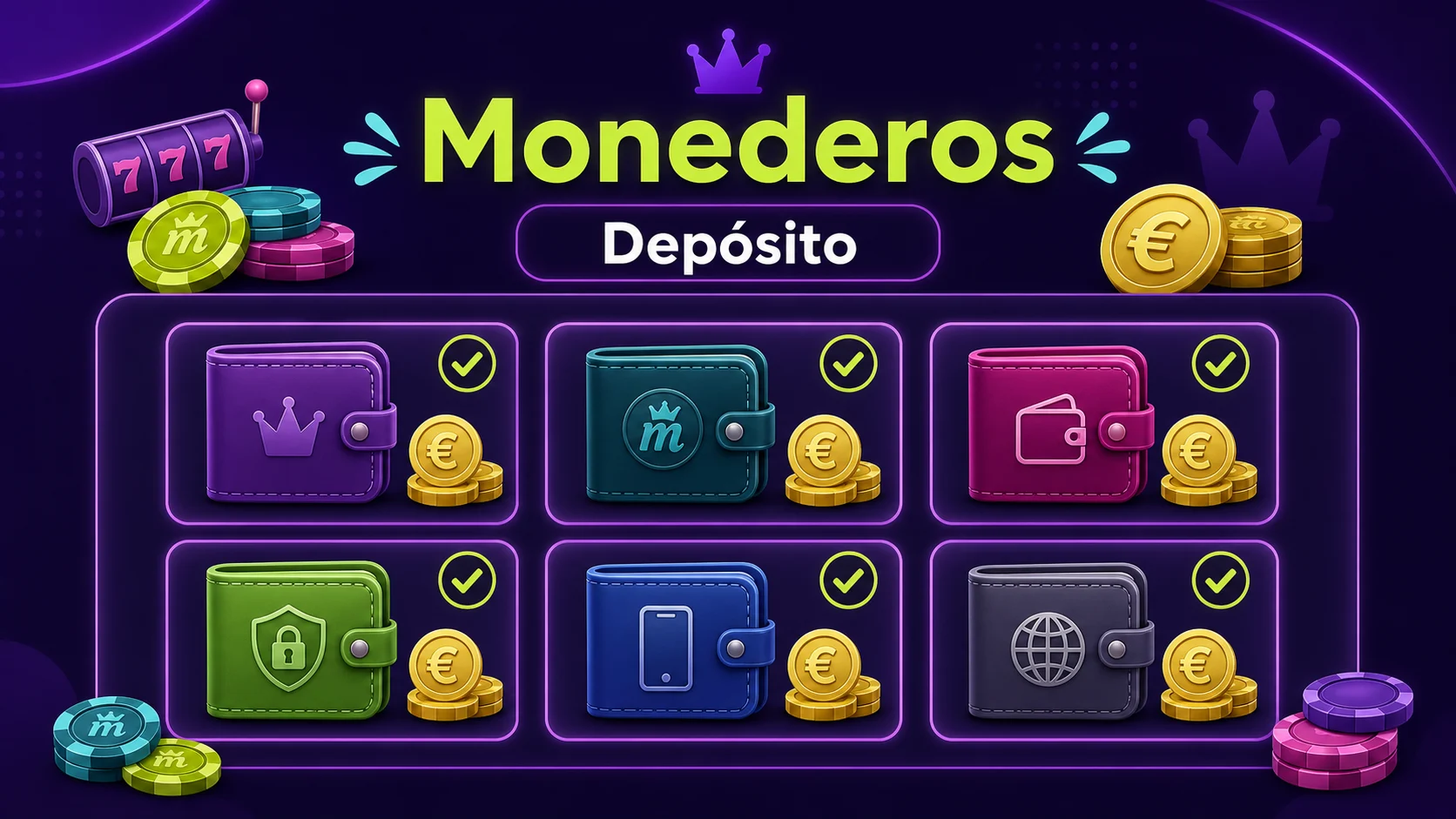 Selección de monederos electrónicos en el panel de depósito de Spinmama
