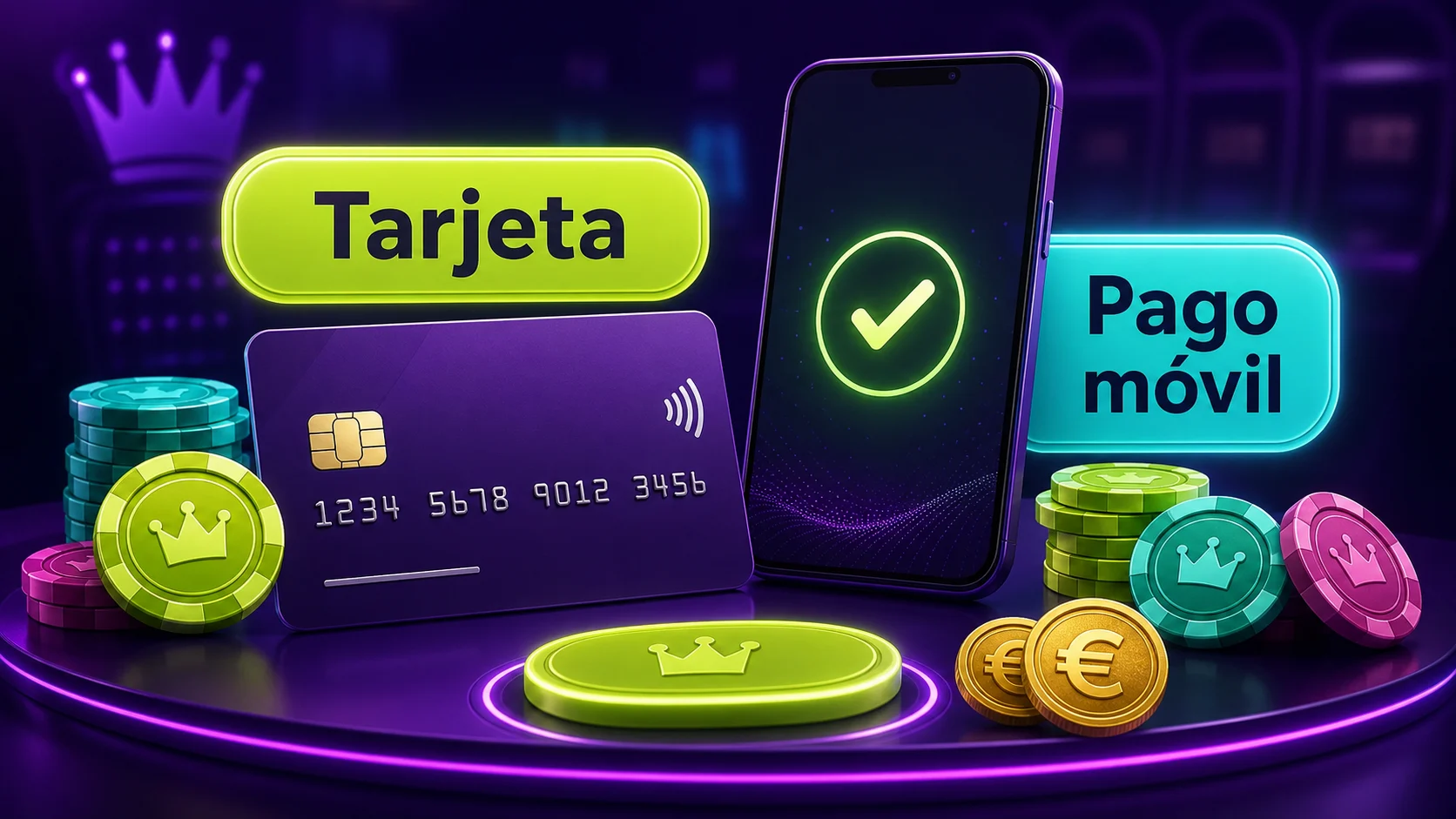 Tarjeta bancaria genérica y teléfono con pago móvil para ingresar en Spinmama