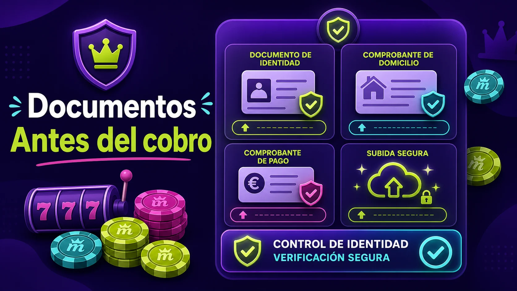 Documentos de identidad y pago exigidos antes del primer cobro en Spinmama