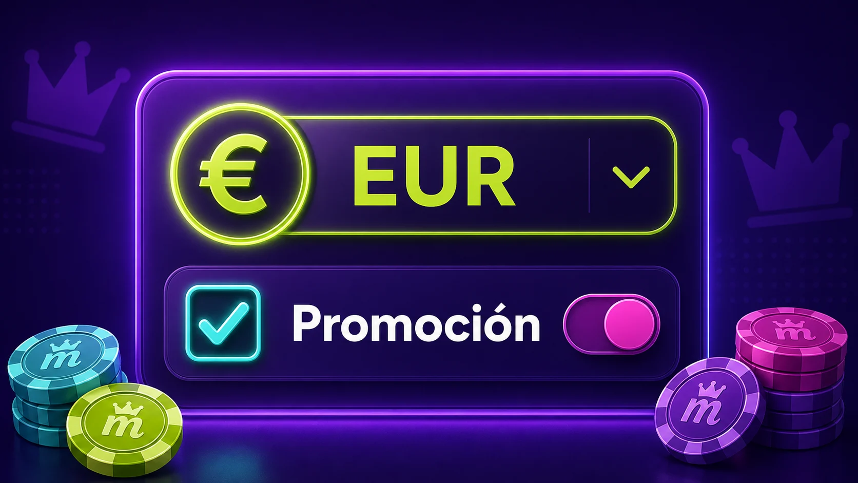 Selector de moneda EUR y casilla promocional durante el registro en Spinmama