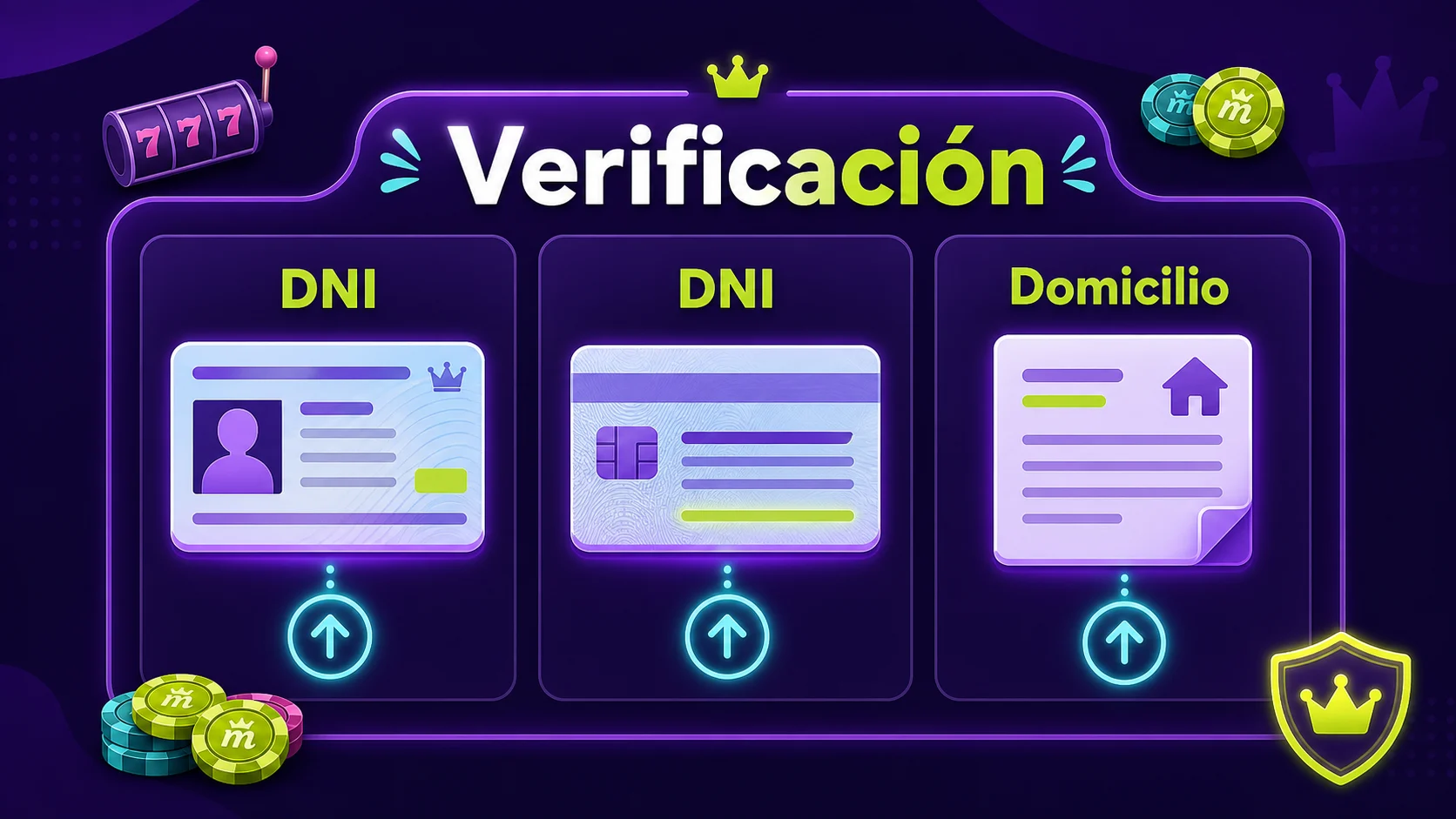 Panel de verificación de Spinmama con DNI por ambas caras y justificante de domicilio