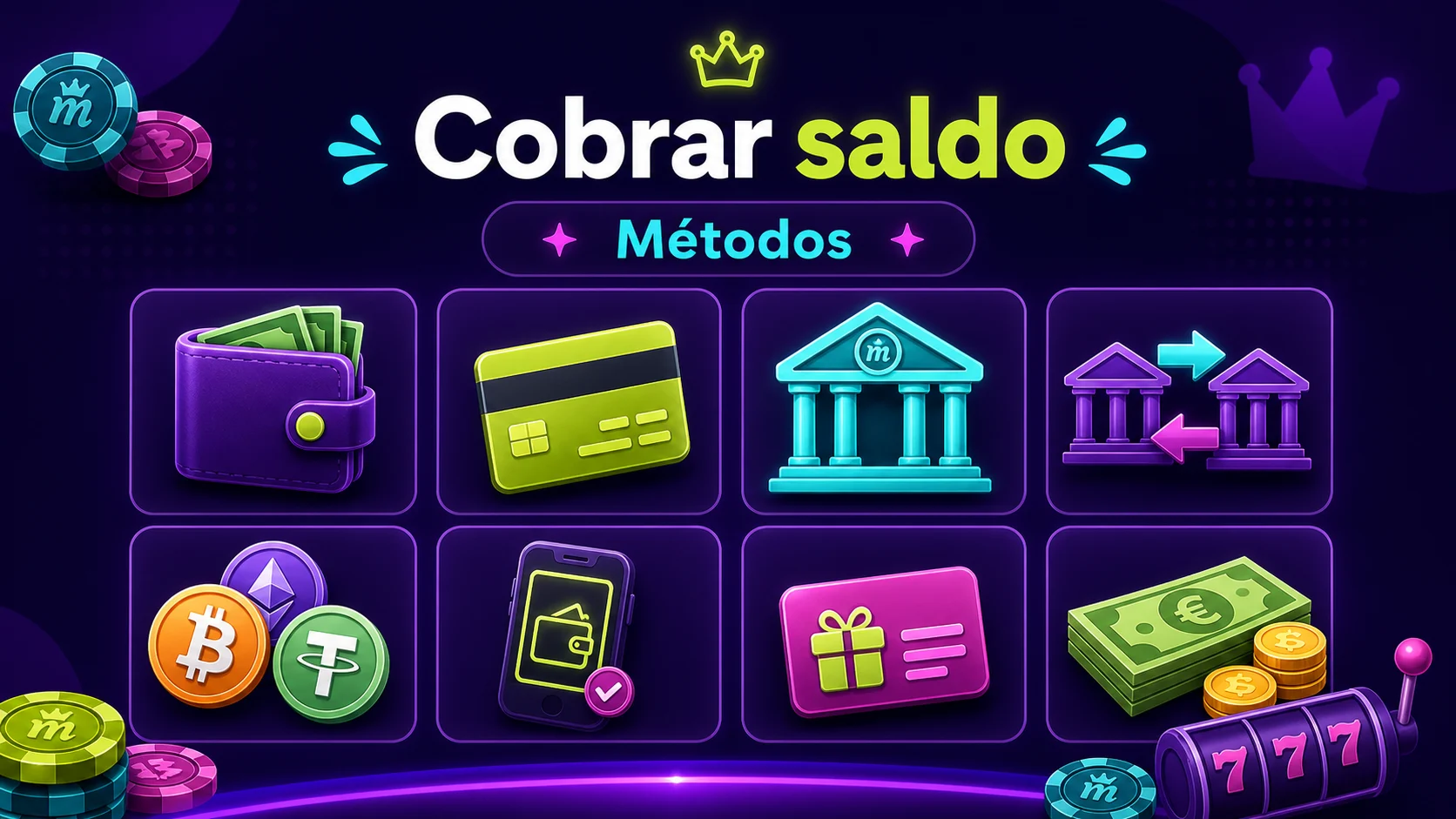 Métodos para cobrar saldo en Spinmama con monederos, tarjetas, banco y criptomonedas
